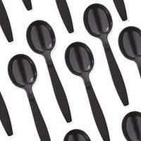 Extra Sturdy, Pro-Grade Plastic Soup Spoons 500 CT. Black, Heavy Duty Recyclable Utensils for Soups, Stews, Chili and Gumbo. Heavyweight Round Spoon is Perfect for Restaurants, Diners and Catering