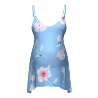Maternity Shirts for Women Summer Sleeveless V-Neck Floral Print Breastfeeding Sundress Camis Pregnancy Blouse Tops Blue