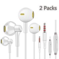 EXECCZO 2-Pack Android Headphones Earphones Earbuds with Microphone,Wired 3.5mm Earphones with Stereo for iPhone/iPad/Samsung Galaxy/LG/Huawei/Sony/HTC and More Android Smartphones (White)