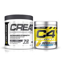 Cellucor Pre Workout & Creatine Bundle,  C4 Original Pre Workout Powder, Icy Blue Razz, 30 Servings +  Cor Performance Creatine Powder, 72 Servings