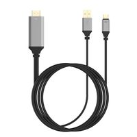 NAMEO USB 3.1 Type C to HDMI Adapter Support 4K2K3D HD HDTV Convert Cable Adapter, Cable Length:1.8m-3 in 1 (Plug and Play) (Black)