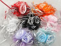 10pcs Organza 2 Roses Acrylic Beads Streamers Appliques Bow U Pick (Mix)