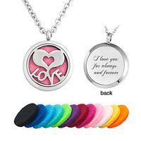 CoolJewelry Aromatherapy Essential Oil Diffuser Necklace Love Heart Pendant Locket Magnetic Perfume Jewelry for Girls