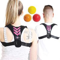 Flaunt Posture Corrector for Men and Women, Adjustable Improve Bad Posture,Upper Back Brace for Clavicle Support, Shoulder Neck & Lumbar Pain Relief, with Free Spiky Massage Ball (Universal) (Pink)