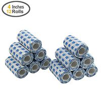 MUEUSS Self-Adhesive Bandage Wrap Tape 4 Inches x 6 Yards (White Cat Paw, 12 roll)