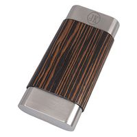 Personalized Visol Terran Ebony Wood & Stainless Steel Cigar Case - Free Engraving (Two Initials)