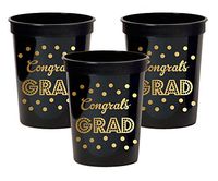 Gold & Black Graduation Party Cups (4 Sets - 100 Cups)