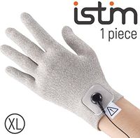 iStim Conductive Glove Package (Including Electrode Pads) for electrotherapy, Massage - Compatible with TENS/EMS Machine Units - Silver Thread (XL - 1 Piece)