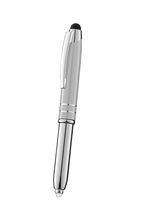 SyPen SyPen Stylus Pen for Touchscreen Devices, Tablets, iPads, iPhones, Multi-Function Capacitive Pen With LED Flashlight, Ballpoint Ink Pen, 3-In-1 Metal Pen, 1PK, Silver