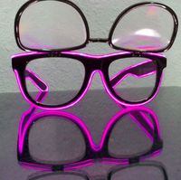 GloFX Black Ultimate-Flip Diffraction EL Wire Glasses with PINK Luminescence Rave