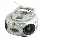 Sylvania SRCD286 Portable Cassette, CD, AM/FM Radio Boombox, Silver (Ceritified Refurbished)