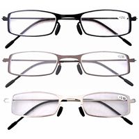 Eyekepper 3 Pcs Mix Unique Lightweight Stainless Steel Frame Cheap Reading Glasses for Men and Women +1.0