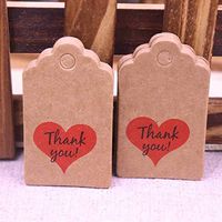 OBELLA BOUTIQUE happy valentines day wedding tags with red colors heart white/kraft paper wedding favor tags candy favors Gift Tags 100pcs 3x5cm