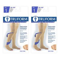 Truform Compression 20-30 mmHg Thigh High Open Toe Dot Top Stockings Black, X-Large, 2 Count