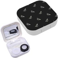 Portable Contact Lens Case Box Travel Kit Mirror + Bottle + Tweezers Container Holder [ Origami Paper Planes ]