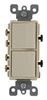 Leviton 5640-T 20 Amp, 120/277 Volt, Decora 3-Way / 3-Way AC Combination Switch, Commercial Grade, Grounding, Light Almond