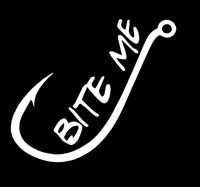 CCI Bite me Funny Fishing Decal Vinyl Sticker|Cars Trucks Vans Walls Laptop| White |5.5 x 4.75 in|CCI1358