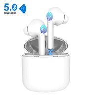 Wireless Earbuds, Smart Touch Control True Wireless Bluetooth 5.0 Headphones TWS in-Ear Headsets Built-in Mic Noise Cancelling for Sport with Charging Case White
