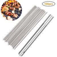 AGAWA Barbecue Skewers, 100pcs Stainless Steel Barbecue String with Storage tube, Barbecue Needle Stick Roast Kebab Meat Skewers for Outdoor Camping Picnic Grilling,Silver