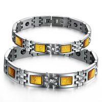 SunnyHouse Jewelry His or Hers Matching Set Couple Perfect Titanium Bangle Bracelet Magnetic Simple Korean Style Anti-fatigue Anti-radiation in a Gift Box (His)