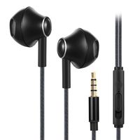 Wired Metal Earphones with Microphone,Classic Heavy Bass Stereo Earbuds in-Ear Headphones with Volume Control Sport Running Headset for iPhone iOS Android 3.5mm Jack(Black_1Pack)