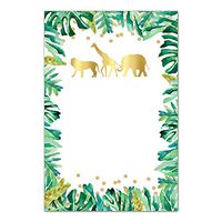 30 Blank Thank You Cards Notes Invitations Jungle Green Gold + 30 White Envelopes