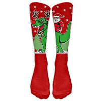 Etrfr Christmas Santa Riding Trex Custom Knee High Socks Football Baseball Long Stockings For Men Women