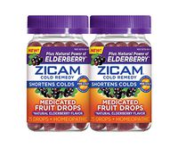 Zicam Natural Elderberry Cold Remedy Medicated Fruit Drops Homeopathic Medicine for Shortening Colds, 25 Count Drops, Pack of 2