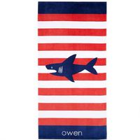 Onebycitess Beach Towel 100% Cotton 35''x70'' Soft Quick Dry Beach Blanket Bath Towel for Kids Adults(Owen Shark)