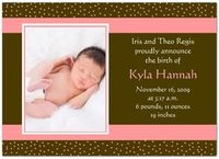 Chocolate and Pink Dots Birth Announcements - Set of 20