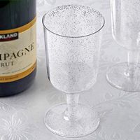Efavormart 60 Pack 7.2 oz Silver Glittered Clear Champagne Cocktail Disposable Plastic Glass