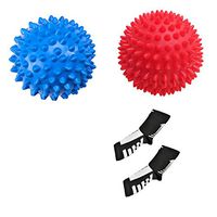 Massage Ball by Healthy Model Life +Compression Sock, Equipment for Foot Spiky for Deep Tissue Foot Back Release Plantar Fasciitis Pain Relief & All Over Body Deep Tissue Muscle Therapy (Red Blue)