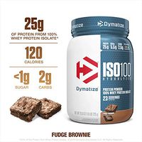 Dymatize ISO100 Hydrolyzed Protein Powder, 100% Whey Isolate Protein, 25g of Protein, 5.5g BCAAs, Gluten Free, Fast Absorbing, Easy Digesting, Fudge Brownie, 1.6 Pound