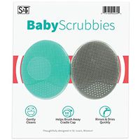 STS Baby 523401 Silicone Exfoliating Cradle Cap Bath Brushes - 2 Inch x 2.5 Inch, Grey and Teal, 2 Pack