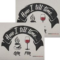 How I Tell Time Wine Set of 2 Each Swedish Dishcloths | ECO Friendly Absorbent Cleaning Cloth | Reusable Cleaning Wipes