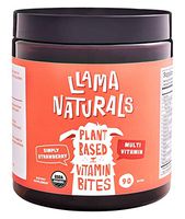 Llama Naturals Plant Based Vitamin Bites (Adults); Organic; No Added Sugar, Sweeteners or Synthetics; Real Fruit Multivitamin Gummy (C, D3, B12, Folate & More); 90 Fruit Bites (30 Days) (Strawberry)
