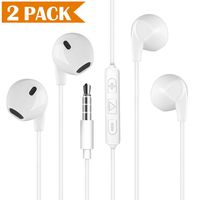 Earphones with Microphone, Premium Earbuds Stereo Headphones and Noise Isolating Headset Compatible with iPhone 6S 6 Plus 5 5C 5S 4 SE and All Android Smartphones with 3.5mm Interface (2 Packs)