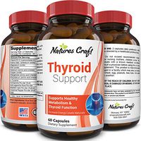 Natures Craft's Thyroid Support Natural Complex Supplement Capsules with Vitamin B-12 Zinc and Iodine Increase Metabolism Boost Immune System Thyroid Energy Booster Weight Loss Men and Women
