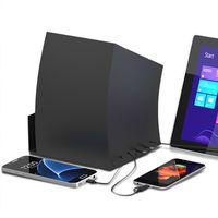 ChargeTech - Battery-Powered Portable Cell Phone Charging Station Dock w/ 5 Universal Charging Tips Included for Multiple Devices: iPhone, iPad, Samsung Galaxy, Tablet (Model: PCS5) [Black]