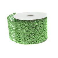 Metallic Wired Weave Glitter Christmas Gift Wrapping Ribbon 2.5" x 10 Yards (Emerald Green)