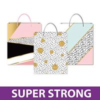 Besecraft 3 Large Paper Bags with Handle, Glitter Foil Gift Bags, Gift Bags Big Presents, 230gsm, 12x14.96x4.92 inches, for Handled, Shopping, Gift, Party Bags, Any Holiday Occasion!