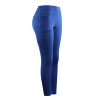 Hyioammb Women Stretch Yoga Leggings with Side Pocket Slim Fitness Trousers Running Gym Sports Active Pants(Blue,L)