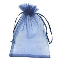 ANSLEY SHOP 100pcs 3x4 Inches Drawstrings Organza Gift Candy Bags Wedding Favors Bags (Navy Blue)