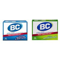 BC Aspirin Fast Pain Relief Powder-Contains Caffeine - 50 Powders & BC Aspirin Fast Pain Relief Powder-Arthritis Formula-Contains Caffeine-50 Powders