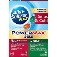 Alka-Seltzer Plus Maximum Strength Powermax Liquid Gels, Sinus & Cold Day & Night, 16 Count