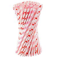 50/100/150 Paper Straws Party Decoration Striped Drinking Straws for Birthday, Wedding, Christmas, Celebration Parties (Pink 1)