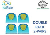 2 Pair - 4 Heel Cups - KidSole Shock Absorbing Lightweight Gel Heel Cups for Kid's with Sensitive Heels, Heel Spurs, Plantar Fasciitis, or Ankle Pain (Clear) (Kid's Size 2-6)