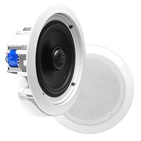 8" Ceiling Wall Mount Speakers - Pair of 2-Way Midbass Woofer Speaker 70v Transformer Directable 1" Titanium Dome Tweeter Flush Design w/ 55Hz-22kHz Frequency Response & 300 Watts Peak - Pyle PDIC80T