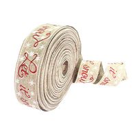 qentom 10m Imitation Linen Messy Net Merry Christmas Ribbons Silver Satin Ribbon for Christmas Decoration DIY Gift Wrapping,White