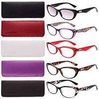 LianSan 5-Pack Fashion Designer Cat Eye Reading Glasses Women Reading Eyeglasses Includes Sun Readers L3705x (+1.75, 5 Pairs)